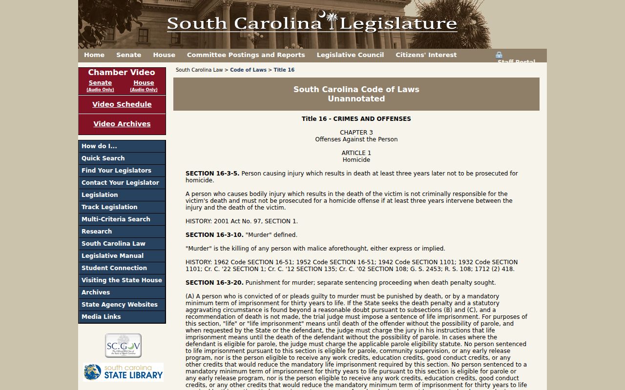 Williamsburg County arrest records and South Carolina offense penalty statutes