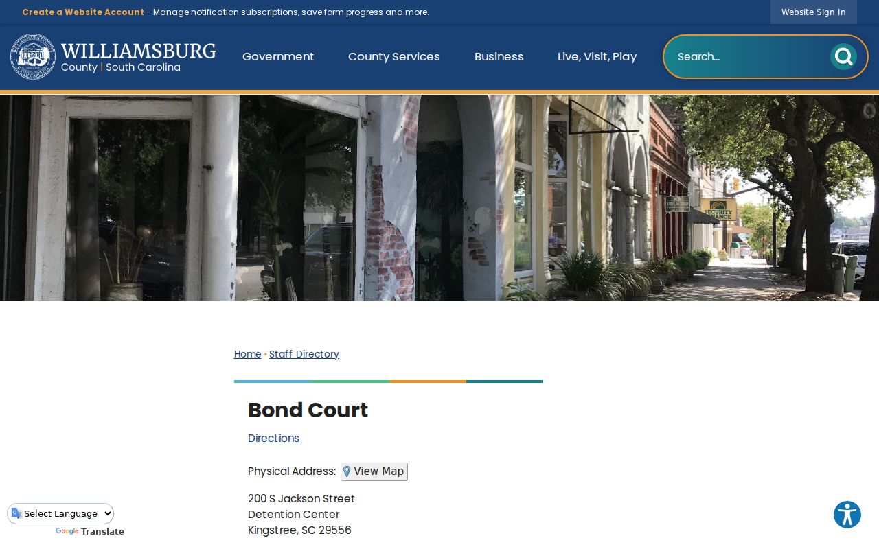 Williamsburg County criminal court case Bond Court directory