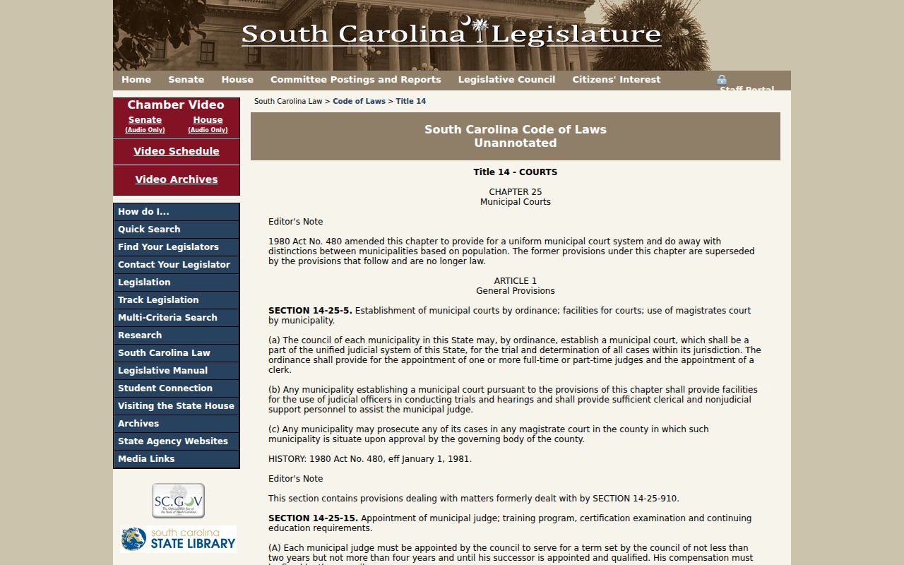 Williamsburg County criminal court cases under South Carolina municipal court law