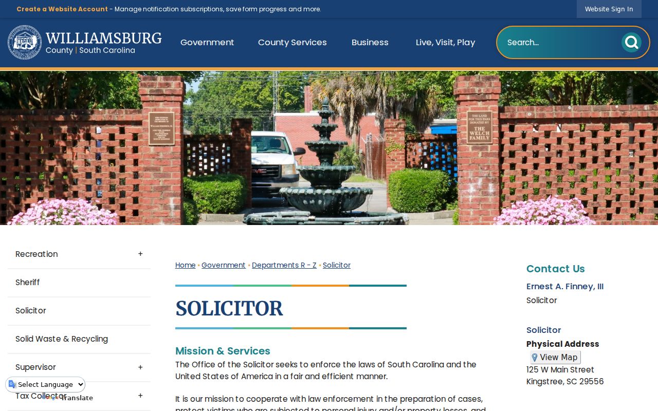 Williamsburg County criminal court case Third Circuit Solicitor page