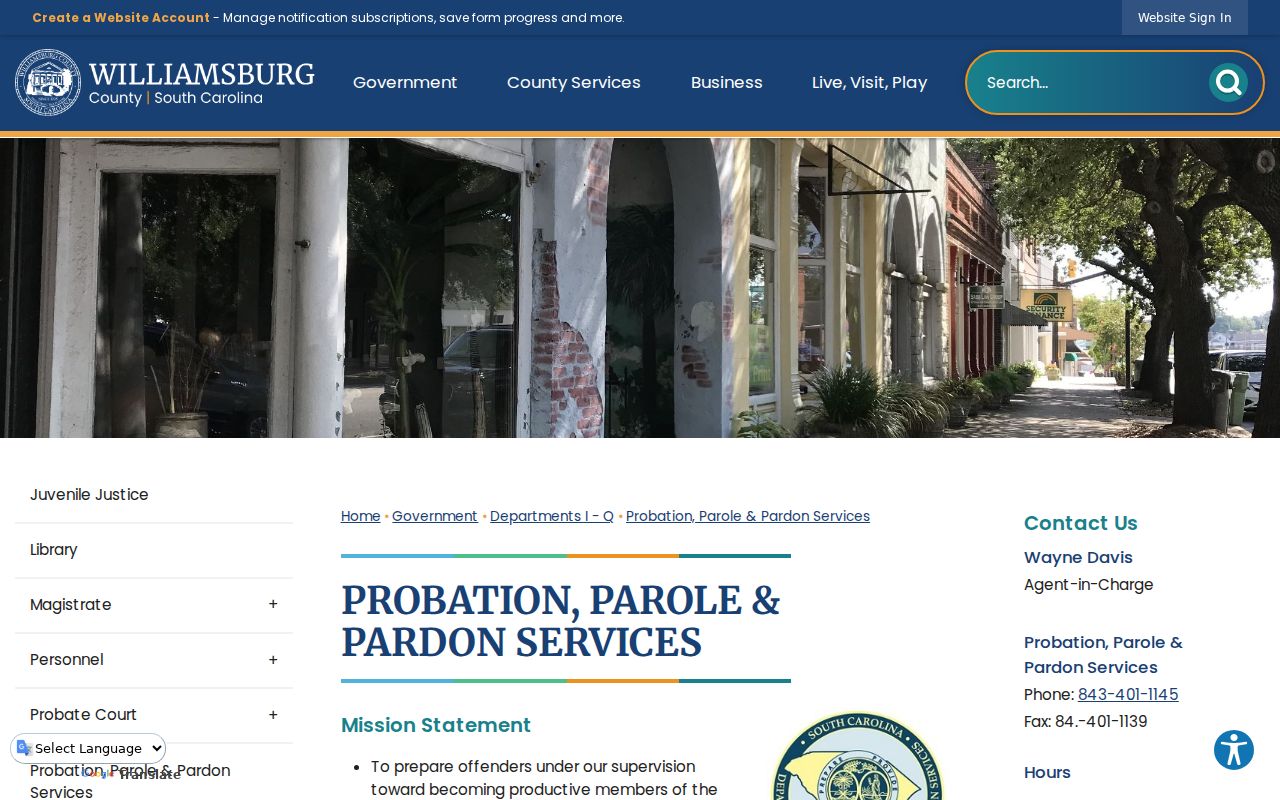 Hemingway criminal records and Williamsburg County probation parole services
